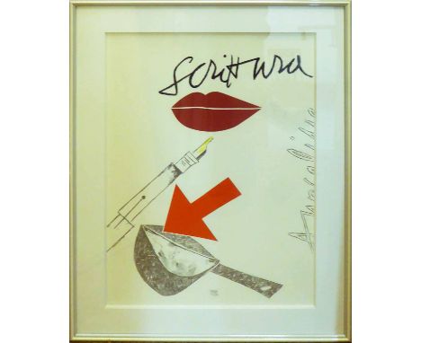 EMILIO TADINI (Italian 1927-2002) 'Scrittura', limited edition lithograph, signed and numbered 57/100 in pencil, 80cm x 55cm,