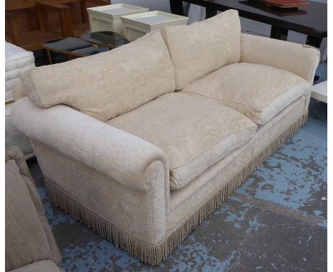 SOFA, contemporary damask upholstery, bullion fringe finish, 200cm W.