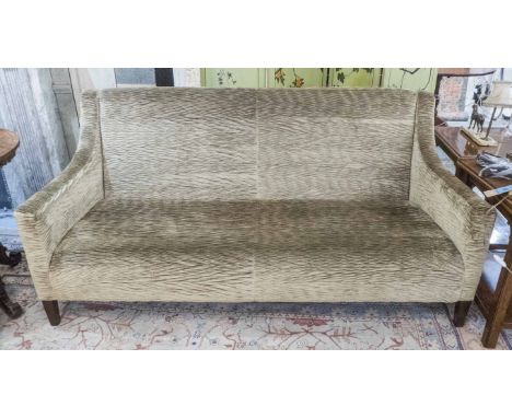 SOFA, pleated velvet upholstered and tapering supports 'Richard Griffiths' Wychwood Design, 174cm W.