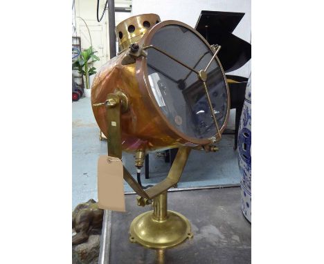VINTAGE NAUTICAL SEARCHLIGHT, POSSIBLY JAPANESE, pollished brass, 60cm H. (slight faults)