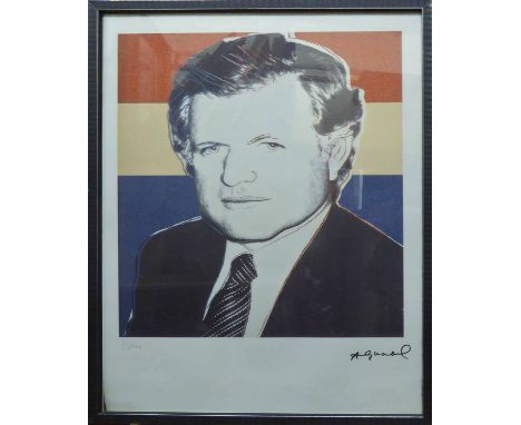 ANDY WARHOL 'Senator Ted Kennedy', lithograph from Leo Castelli gallery, stamped on reverse edited by G Israel on Arches pape