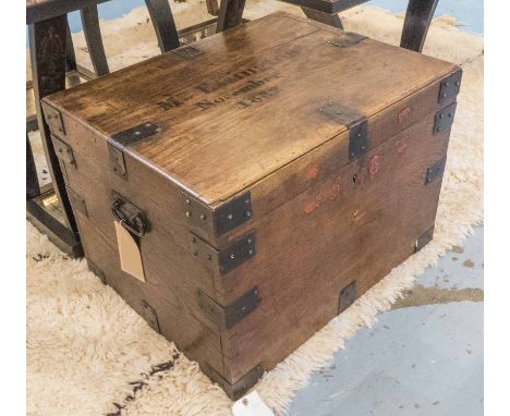 SILVER TRUNK, Victorian oak and iron bound stamped Mrs Essington 1882, 68cm x 53cm x 47cm H.