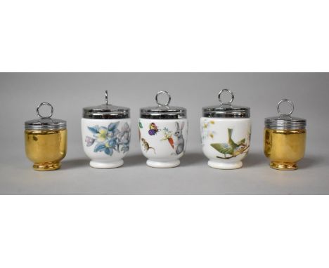 A Collection of Five Various Royal Worcester Egg Coddlers 
