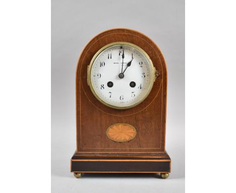 An Edwardian Inlaid Mahogany Arch Topped Mantle Clock by Mappin &amp; Webb, Missing Pendulum, 27cm High 