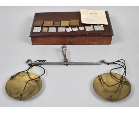 A 19th Century Mahogany Cased Pan Scales, Complete with Weights, 17.5cm wide 
