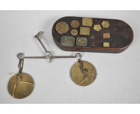 A 19th Century Mahogany Cased Set of Pan Scales with Weights 