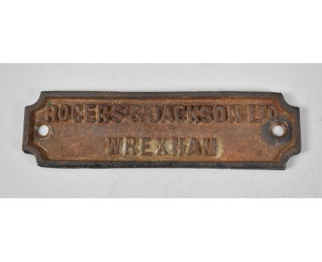 A Vintage Cast Metal Name Plate for Rogers &amp; Jackson Ltd Wrexham, 19cm Long 