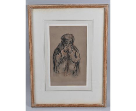 A Framed Pastel Society Sketch, Dated 1964, Keeping Warm by Eva Macdonald 