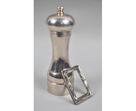 A Hallmarked Silver Pepper Grinder, 15.5cm high Together with a Miniature Silver Photo Frame, 6cm x 4.25cm 