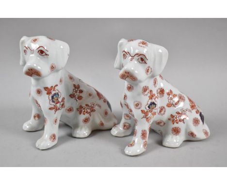A Pair of Oriental Ceramic Seated Dogs, 13.5cm high 