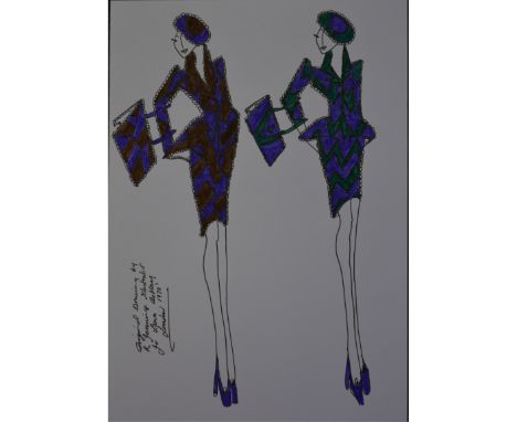 R Jennings (born 1952) a pack of thirty original contemporary fashion illustrations, pen and ink, 30cm x 21cm, each signed, u