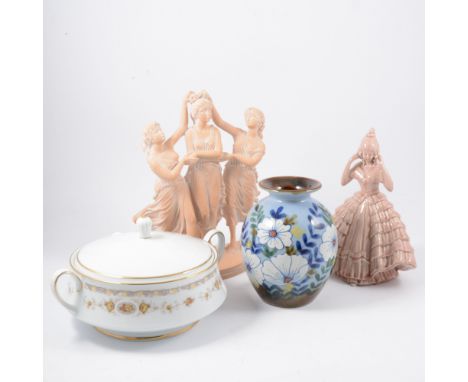 Noritake dinner service, Selina pattern; Foley China part teaset; Masons Ironstone tea caddy; decorative figurines; other orn