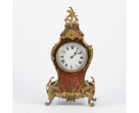 Balloon mantel clock, boule face, with black painted case, circular enamelled dial, French movement, 32cm.