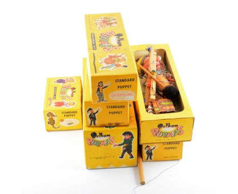 Pelham Puppet theatre with seven puppets and booklet,