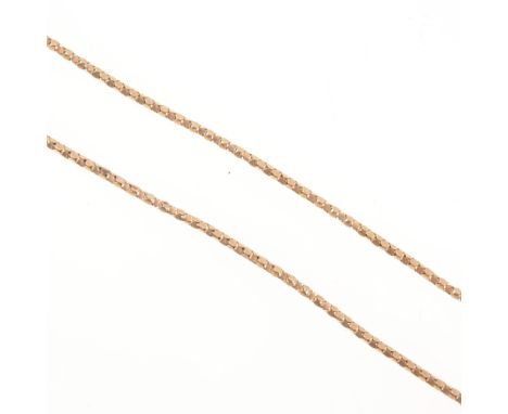 A 9 carat yellow gold fancy snake link chain necklace, 2mm gauge, 60cm long, approximate weight 6gms.