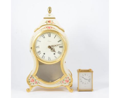 Modern 'Eluxa' bracket clock and bracket, painted case with brass trim, 8-day two-cylinder movement; together with a small br