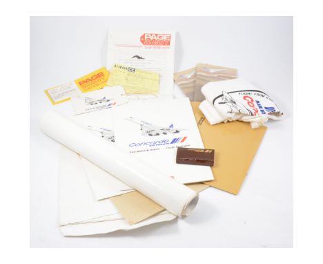 Concorde - Air France, collection of Concorde Supersonic ephemera, including posters, ticket stub from a flight from East Mid