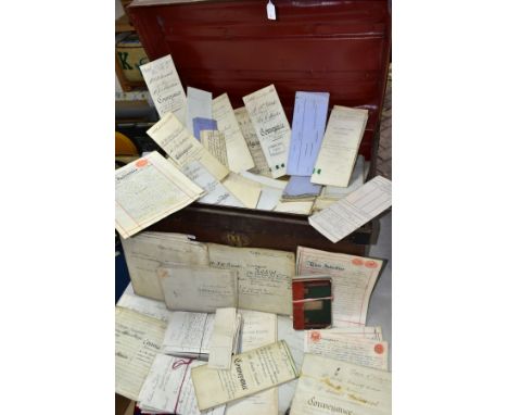 LEGAL DOCUMENTS, a large metal trunk containing 1000's of indentures, contracts, deeds, letters, notebooks, etc, dating from 