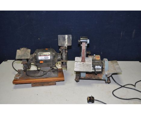 A DELTA No 31-080 BELT AND DISC SANDER (PAT pass and working) and a Test Rite 6in Bench Grinder (PAT fail due to uninsulated 