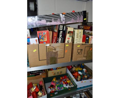 A QUANTITY OF ASSORTED TOYS AND GAMES etc, assorted board games to include 'The Sweeney', 'Kojak', 'War of the Daleks, 'rolan