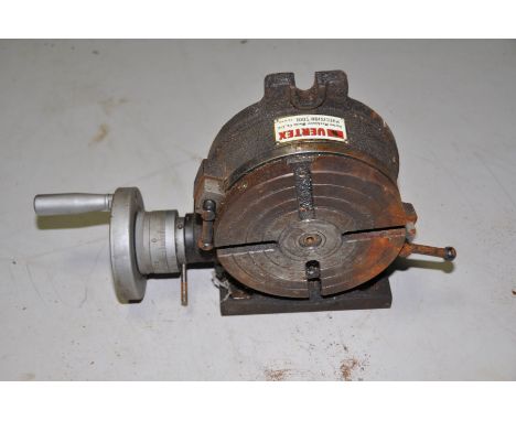 A VINTAGE VERTEX ROTATING TABLE with 6in diameter table horizontal or vertical mounting