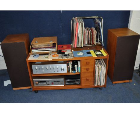A PAIR OF VINTAGE KEF CALINDA FLOOR STANDING SPEAKERS (working), a Yamaha CA-600 Integrated Amplifier (PAT pass and working a
