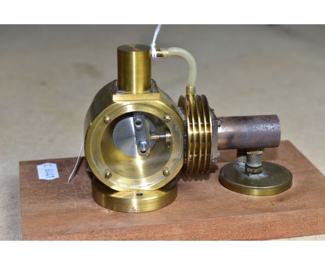 A HANDBUILT BRASS MODEL OF A HOT AIR ENGINE, not tested but shows signs of being run, constructed and finished to a very high