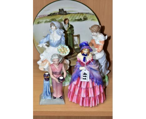 TWO ROYAL WORCESTER LIMITED EDITION FIGURES, A ROYAL DOULTON FIGURE, etc, comprising Royal Worcester Old Country Ways -'Farme