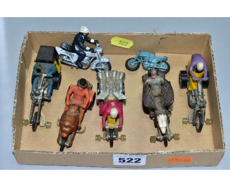 FIVE UNBOXED MATTEL HOT WHEELS RRRUMBLERS, MOTORBIKES, 'Bold Eagle', 'Centirion', 'Chopper Chariot', 'Revolution', and 'Roami