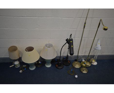 A WHITE 'HERBERT TERRY &amp; SONS' ANGLEPOISE DESK LAMP together with a quantity of other lighting to include a pair of Spode
