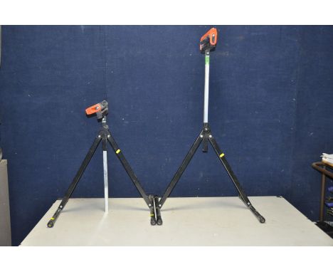 A PAIR OF ADJUSTABLE WORKSHOP ROLLER STANDS, min height 65cm, max height 140cm