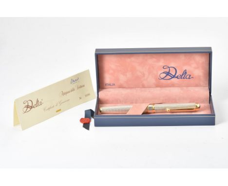 
	
		Delta, Cellini Collection, a silver coloured fountain pen, produced 1980-1990, stamped 925 with post 1968 Caserta mark, 