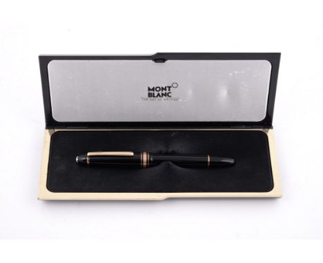 
	
		Montblanc, Meisterstuck, a black marker pen, the cap with a gilt clip and triple cap band, accompanied by a Montblanc bo