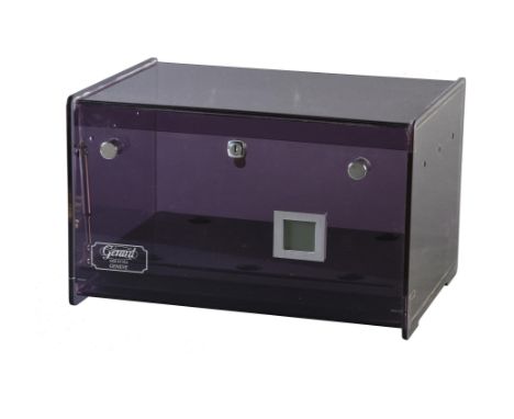 
	
		Gérard Père et Fils, a Perspex humidor, Plexi Gerard Bleu Petil Model, of recent manufacture, 25cm high, 40cm wide, 29cm