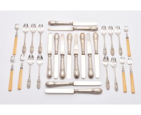 
	
		Y&nbsp;French cutlery and flatware, comprising: a set of ten oyster forks by Veuve Ernest Compere, 1838-1973, .950 stand