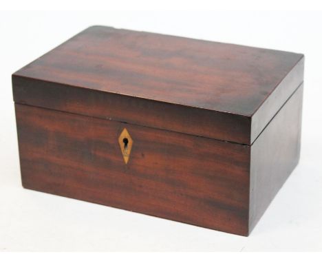 A 19th Century mahogany tea caddy, length 22.5cm.