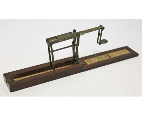 19th Century sovereign scales labelled 'Stephen Houghton & Son, Makers, Ormskirk. Successors to A. Wilkinson.'