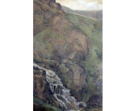 Three watercolours; R. Goodwin, waterfall, 18cm x 27cm and a pair of river scenes, 34cm x 24cm, each signed, glazed and frame