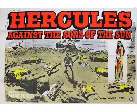 A group of vintage film posters; The Battle of the Gladiators, Heavens Above, I'm Alright Jack, Fear is the Key & Hercules Ag