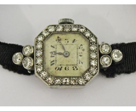 A ladies Art Deco platinum diamond cocktail watch circa 1920s, the Swiss movement inscribed 'flyer', approx. total diamond wt