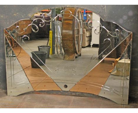 An Art Deco mirror. 150cm x 111cm.