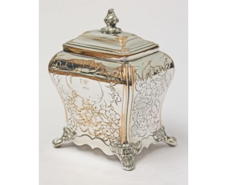 An early 19th Century Sheffield plate "Bombay" tea caddy, dated 1836, height 13.5cm.