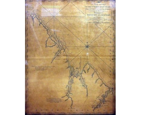 An 18th Century map; 'A New Chart of the Coast of Guayana from Rio Orinoco to River Berbige Containing the Dutch Colonies of 