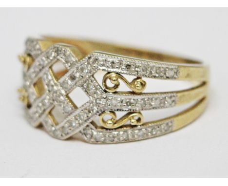 A 9ct gold diamond ring, gross wt. 3.3g, size S.