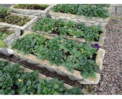 Pair of stone trough planters with feet
