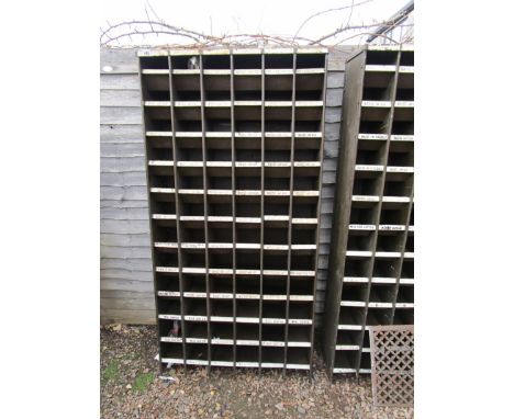 Large vintage steel industrial pigeon hole cabinet