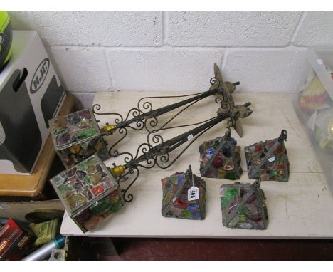 Vintage coloured glass light fittings