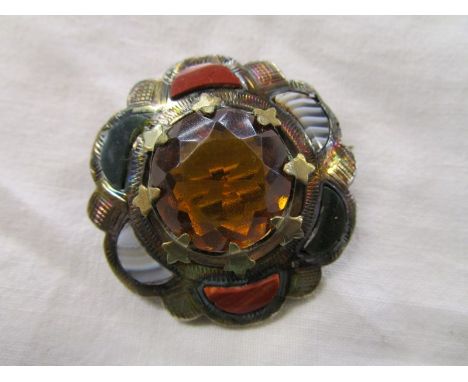 Vintage Scottish pebble brooch