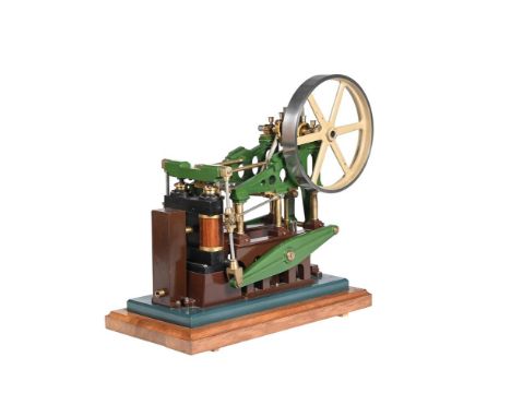 A LARGE 'MODEL ENGINEER' BUILT MODEL OF AN UNDER-BEAM STEAM ENGINE  The model has twin vertical cylinders lagged in planked h