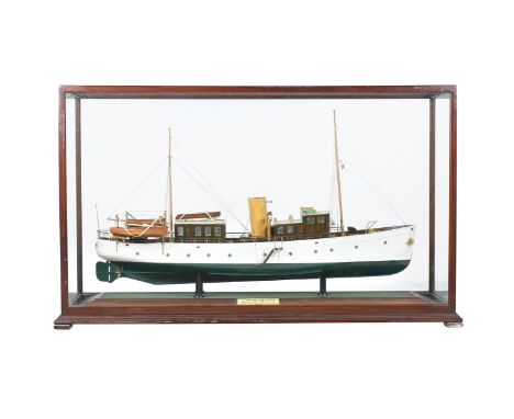 A SHIP BUILDERS MODEL OF 'MARTINETTA' A STEAM YACHT BUILT BY JOHN I. THORNYCROFT IN 1929 FOR A. G. LOMAX The model with fitte